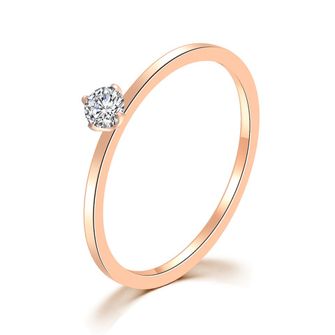 KNOCK Titanuim Steel Rose Gold Color Ring CZ Crystal Ring For Women Couple Finger Wedding Rings ► Photo 1/6