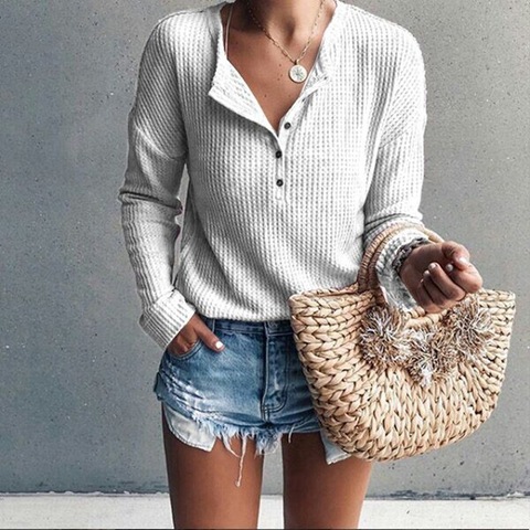 women clothing Fashion tops Solid Basic Long Sleeve Knitted T-Shirts ► Photo 1/6