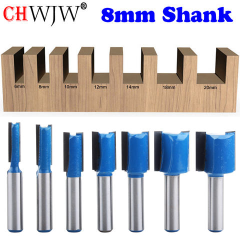 CHWJW 1PC 8mm Shank Slotted Straight Woodworking Router Bit Wood Cutter Diameter Carpenter Milling Cutter Woodworking Tool ► Photo 1/5