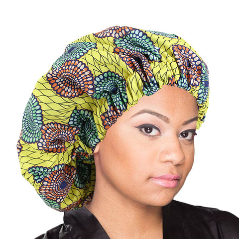 African Pattern Ankara Print Bonnet Women Night Sleep Cap Satin Lining Soft Extra Large Head Wear Ladies Headwrap Hair Care Hat ► Photo 1/6