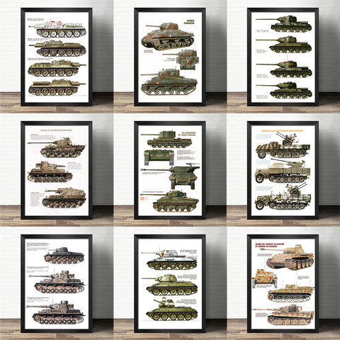 European style decorative vintage style- illustrations Tank aircraft - Art Decor Retro poster kraft paper No Frame ► Photo 1/6