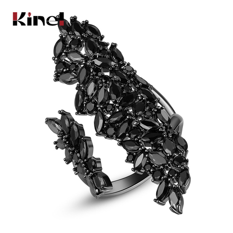 Kinel Luxury Natural Wind Irregular CZ Zircon Ring For Women Party Dating Vintage Jewelry Gun Black Female Rings Christmas Gift ► Photo 1/6