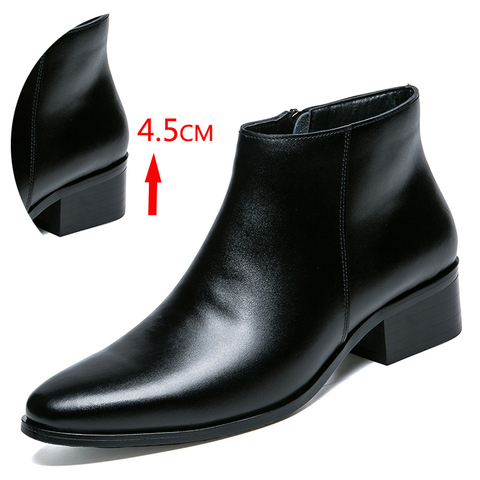 Men Shoes Dress Men Chelsea Boots Leather Boots Wedding Dress Shoes Formal Men Business Ankle Boots Genuine Leather Black ► Photo 1/6