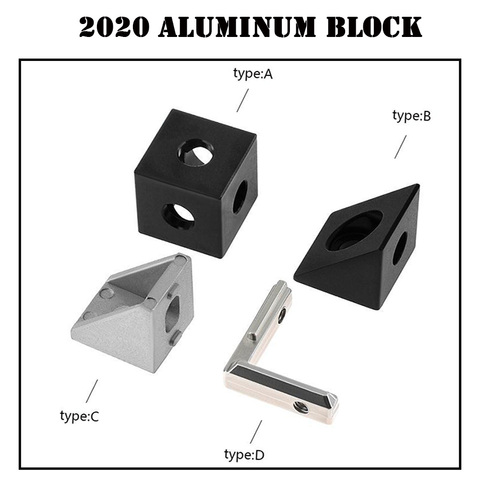 3D Printer Parts 2022 Aluminum Block Cube prism connector wheel regulator cube corner V-slot three way corner bracket corner ► Photo 1/5