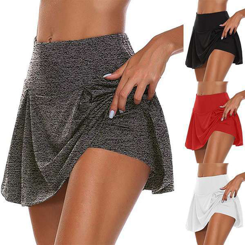 2022 Women Sports Tennis Dance Fitness Short Skirts Quick Drying Solid Female Lining High Waist Mini Golf Sporting Skirts ► Photo 1/6