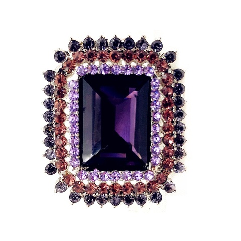 Victorian Vintage Style Embellishment Rectangle Shaped Purple Stone Brooch and Pins Art Deco Jewelry  Women Coat Sweater Jackect ► Photo 1/6