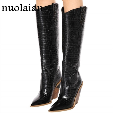 9.5CM Womens Thigh High Boots Lady Snow Fur Boot Woman Over Knee Winter Boots Ladies High Heel Shoes Women Shoe Leather Boots ► Photo 1/6