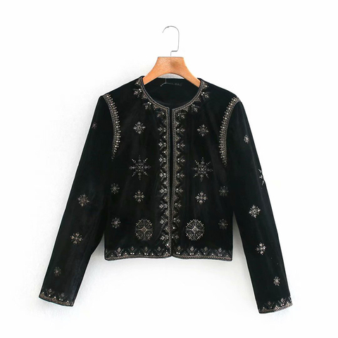 French Women New Black printing Simplicity Loose Jacket Female Round Neck Long Sleeves Coat Chic Top ► Photo 1/6