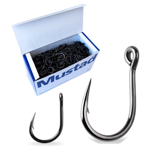 20PCS Mustad 10827 Sea Fishing Hoodlum 4X Live Bait Hook Black Nickel circle jig head Heavy Saltwater Fishing Hook hamecons fish ► Photo 1/6