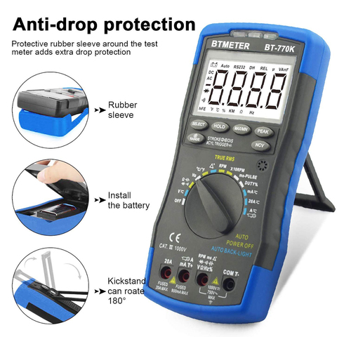 770K Digital Multimeter Auto Ranging for Dwell Angle Pulse Width Tach Temperature Duty Cycle Current Voltage Resistance Test ► Photo 1/6