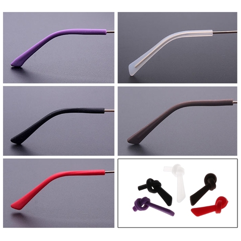 Free shipping Wholesale 1 pair Soft Silicone Anti Slip Eyeglasses Glasses Temple Tips Accessories Square Hole ► Photo 1/6