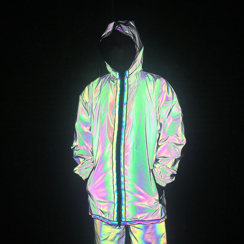 ABOORUN Men's 3M Reflective Jackets Colorful Long Reflective Jackets Casual Windbreaker Waterproof Coat for Male R860 ► Photo 1/5