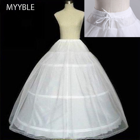 MYYBLE Free shipping High Quality White 3 Hoops Petticoat Crinoline Slip Underskirt For Wedding Dress Bridal Gown In Stock 2022 ► Photo 1/6