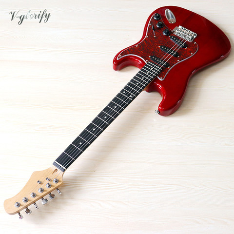 ST electric guitar 39 inch red color high gloss 6 string full poplar wood body electrique guitare with white pickguard ► Photo 1/6