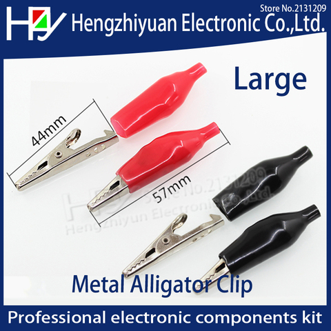 Large 45MM Metal Alligator Clip Crocodile Electrical Clamp for Testing Probe Meter Black and Red with Plastic Boot ► Photo 1/1
