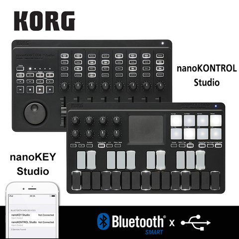 Korg nanoKONTROL Studio/nanoKEY Studio Keyboard Controller Bluetooth/USB MIDI Control Surface with 8 Faders and Backlit Switches ► Photo 1/5