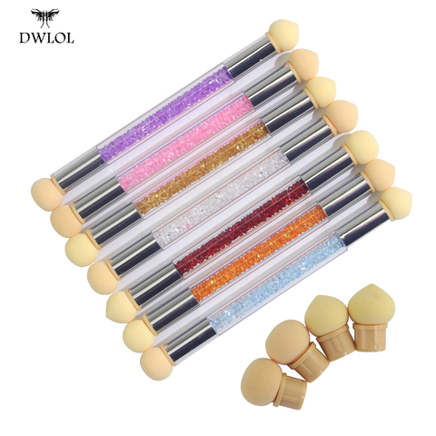 Nail Art Gel Polish Color Gradient Brush With 4 Replace Sponge Heads Glitter Powder Dotting Gradient Pen Sponge Nail Art ► Photo 1/6