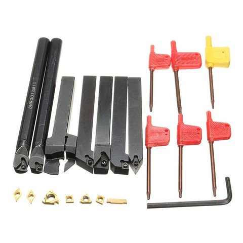 21Pcs/Set 12mm Shank Lathe Turning Tool Holder Boring Bar + Insert Blades + Wrench S12M-SCLCR06/SER1212H16/SCL1212H06 ► Photo 1/6