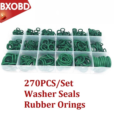 Rubber O-rings 270PCS Air Conditioning R22/R134a Repair Compressor Seal 18 Sizes O-ring Kit Green Metric O ring Seals Nitrile ► Photo 1/5