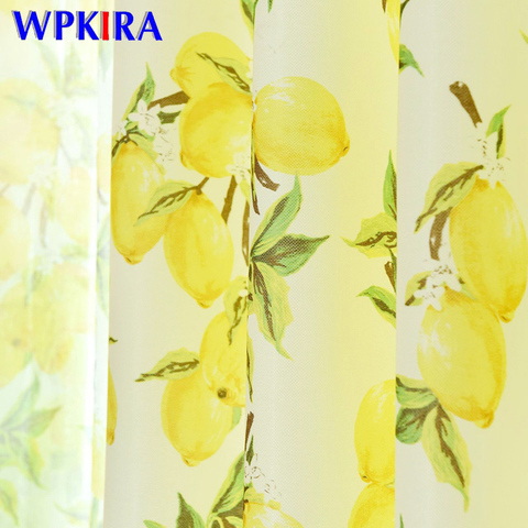 Yellow Lemon Printed Curtain for Children Bedroom Window Screen Thick Cotton Linen Curtain for Living room Kitchen Drapes WP1663 ► Photo 1/6
