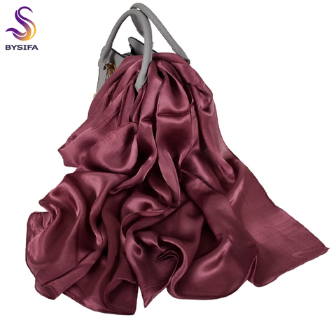 [BYSIFA] Luxury Georgette Silk Scarf Spring Ladies Brand 100% Natural Silk Shawl Scarf Fall Winter Long Scarves 180*70cm ► Photo 1/6