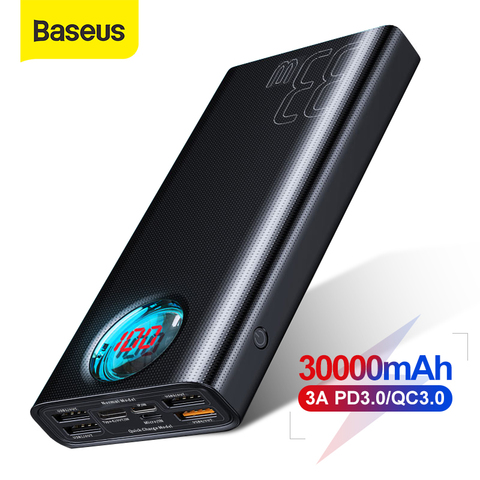 Power Bank 30000mah Fast Charging  Xiaomi 30000mah Portable Charger -  Baseus Power - Aliexpress