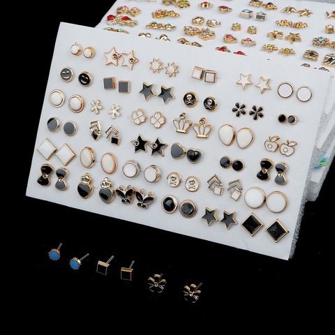36/18/12Pairs Earrings Mixed Styles Rhinestone Sun Flower Geometric Animal Plastic Stud Earrings Set For Women Girls Jewelry ► Photo 1/6