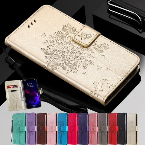 Case For Huawei P8 P9 P10 P20 P30 P40 Mate 10 20 Lite Pro 2017 P20Lite Cat Tree Wallet Flip Leather Book Soft TPU Phone Cover ► Photo 1/6