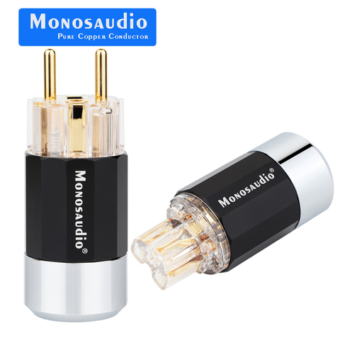 Monosaudio E109G/F109G 99.99% Pure Copper EU Plug Type Schuko Power Plug Pure Copper Eu version Power Connector HIFI Power cable ► Photo 1/6