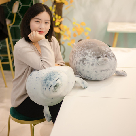 30~60cm Squishy Seal Soft Plush Chubby Sea Dog Stuffed Aquatic Animal Comforting Kids Birthday Gift White Grey 30/40/60cm ► Photo 1/6