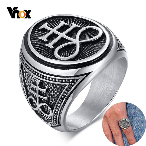 Vnox Sigil of Lucifer Devil Seal of Satan Stamp Ring for Men Casting Stainless Steel Punk Signet Ring Band ► Photo 1/6