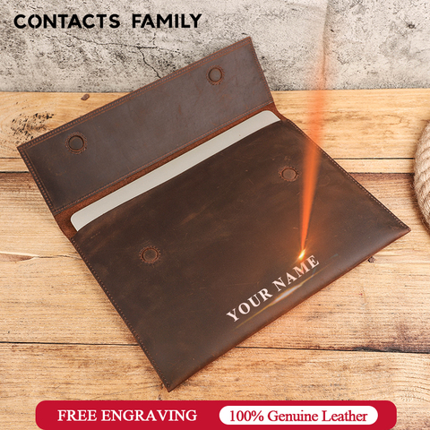 CONTACTS FAMILY Laptop Sleeve Bag Case for MacBook Pro 13.3 inch Genuine Leather Notebook Laptop Carry Sleeve for Macbook Air 13 ► Photo 1/6