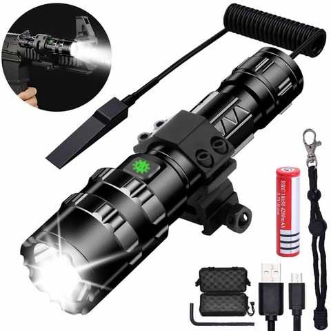 Tactical Flashlight Waterproof Hunting Light Torch Ultra Bright Lantern Military Shooting Light Lamp USB Rechargeable Flashlight ► Photo 1/6