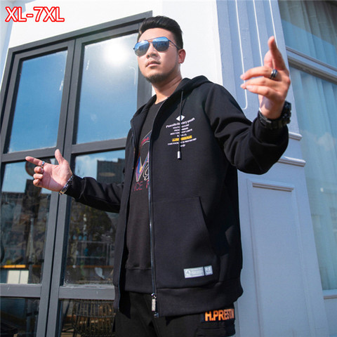 Hoodies Men 2022 Oversize Fashion Brand Black Tracksuit Casual Loose Printing Plus Size 5XL 6XL 7XL Boys Jacket Autumn New Coat ► Photo 1/6