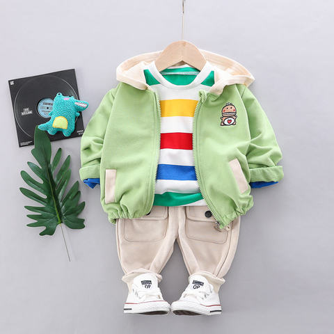 Spring Autumn Outfits Baby Girls Clothing Sets Cute Infant Cotton Suits Hooded Zipper Jacket T Shirt Pants Boys Kids Tracksuit ► Photo 1/6