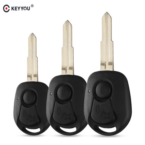 KEYYOU 2 BUTTONS REMOTE KEY SHELL FOR SSANGYONG ACTYON KYRON REXTON UNCUT BLADE KEY FOB COVER CASE REPLACEMENT ► Photo 1/5