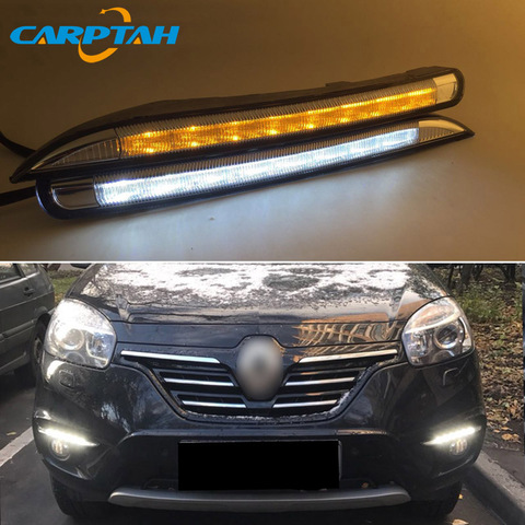 LED Daytime Running Light For Renault Koleos 2011 - 2014 Waterproof 12V Yellow Turn Signal Indicator Light Bumper Lamp LED DRL ► Photo 1/6