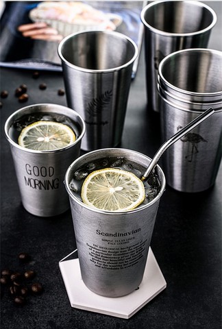 NorthernEurope Ins Industry Style 304 Stainless Steel Spray Paint Beer Cup Cold Water Drinks Cup Household Office Use Gargle Cup ► Photo 1/6