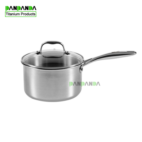 PANPANDA Household New Double Bottom Titanium Milk Pot Thickened Single Handle Uncoated Healthy Milk Pot 16cm/18cm ► Photo 1/1