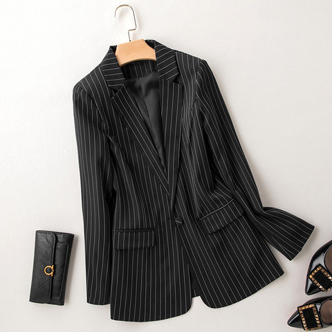 2022 New Plus Size 7XL Womens Coat Business Suits Spring Autumn Stripe Women Blazers Jackets Slim long-sleeve Blazer Women Suit ► Photo 1/6