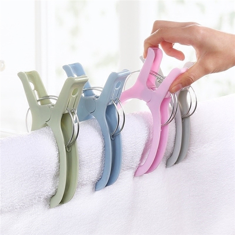 4pcs/lot Large Colour Windproof beach towel clip Pegs Clips To Sunbed Quilt decorative clothespins clothes pegs mini gadget ► Photo 1/6