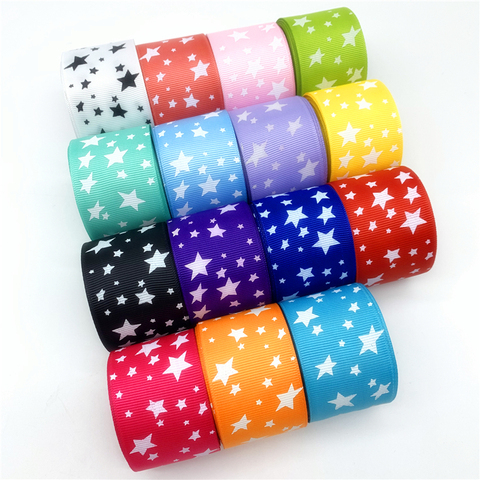 5Yards/Lot 15mm 25mm 38mm Grosgrain Ribbon Printing Stars Ribbon For Hair Bow Christmas Wedding Decoration DIY Sewing Fabric ► Photo 1/6