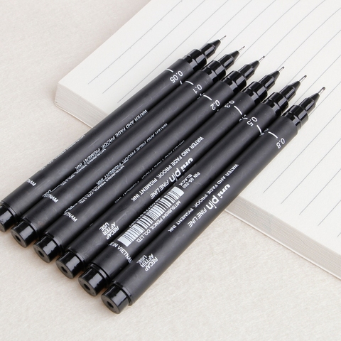 6pcs/lot Pin Drawing Pen Fineliner Ultra Fine Line Art Marker Black Ink 005 01 02 03 05 08 Micron Drawing Pen Office School Set ► Photo 1/6