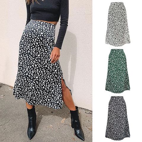 2022 New Sexy Leopard Print Chiffon Split Skirt Casual Fashion Long Skirts for Women Spring Summer Zip Elegant Female Skirt ► Photo 1/6
