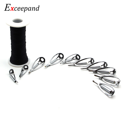 Exceepand 10 PCS Sliver Fishing Rod Tip Guides DIY Fishing Rod Building Top Eye Rings Rod Repair Guide Kit with Thread ► Photo 1/6