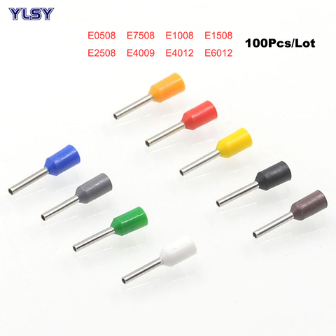100Pcs Tube insutated Cord End Terminals Electrical Crimp Terminal Brass Connector E0508-E6012 Wiring Cable Ferrules VE 22-10AWG ► Photo 1/6