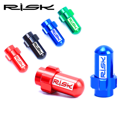 RISK 2pcs MTB/Road Bicycle Wheel Valve Caps Aluminum Mountain Bike Wheel Tire Valves Tyre Stem Air valve Caps Airtight Car Cove ► Photo 1/6