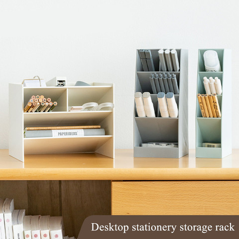 Multifunctional Large Capacity Desk Pen Holder Pencil Makeup Storage Box 4 Grid Desktop Organizer Stand Case Office Stationery ► Photo 1/6