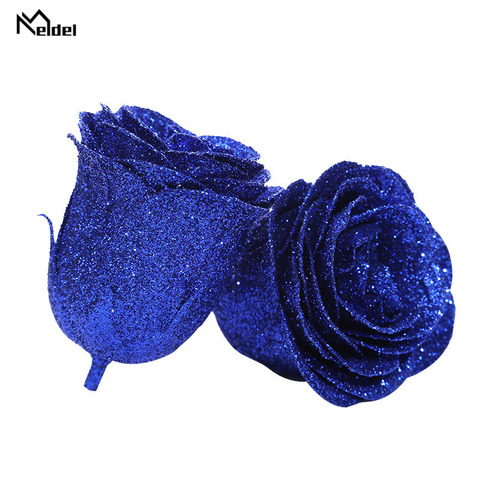 Meldel Artificial Rose Flower Head Crystal Glitter Rose Flower Head 1 Box 30 pcs Bling Bling Home Wedding Decor Valentines Gift ► Photo 1/6