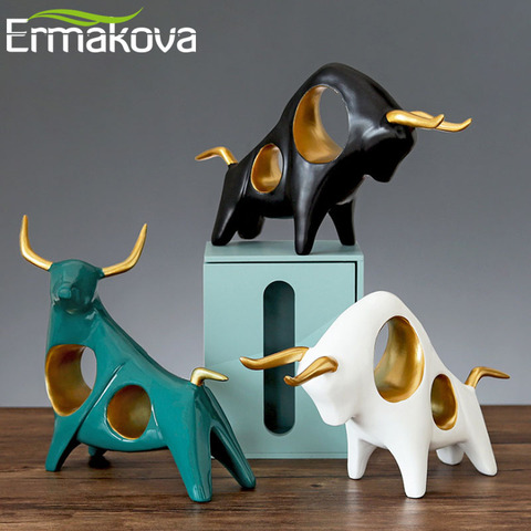 ERMAKOVA Cattle Animal Ox Statue Home Decor Living Room Bull Sculpture TV Cabinet Ornament Crafts Abstract Figurine Home Decor ► Photo 1/6